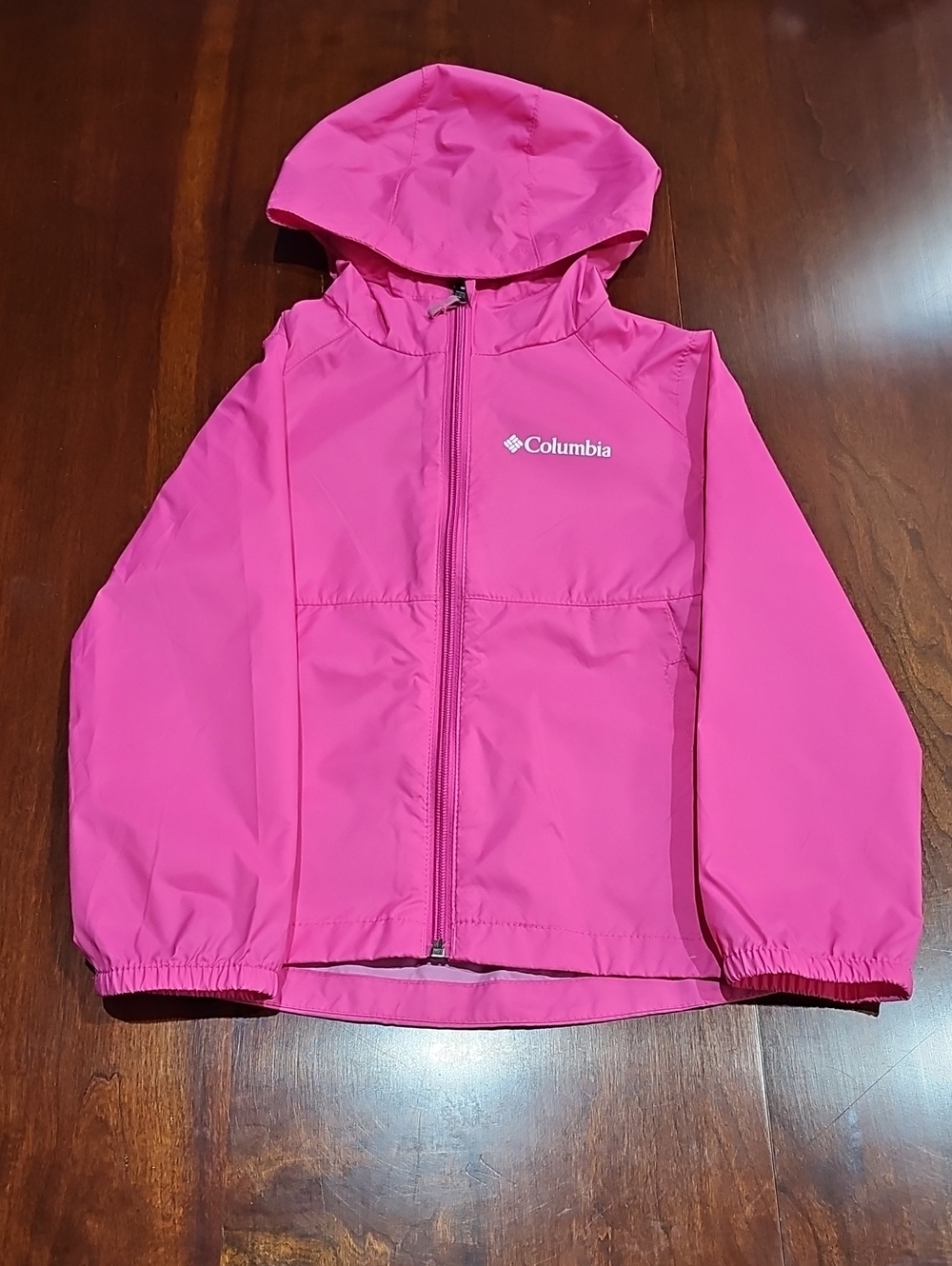 Columbia Girls' Bright Pink Hooded Rain Shell